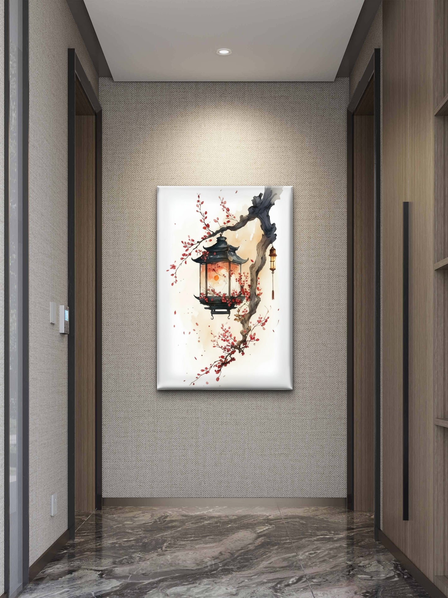 Watercolor Dreams under Cherry Blossoms-premium-Floral & Botanical-3D Textured Wall Art | UV Embossed Canvas Wall Frame for Living room and bed room