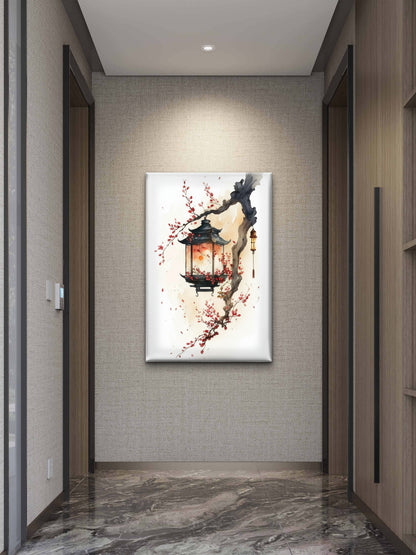 Watercolor Dreams under Cherry Blossoms-premium-Floral & Botanical-3D Textured Wall Art | UV Embossed Canvas Wall Frame for Living room and bed room