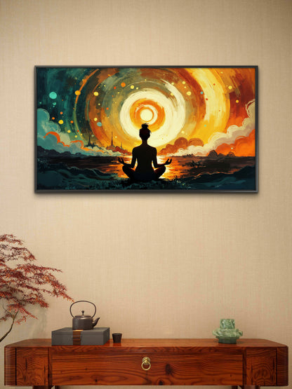 meditation-cosmic-energy-Luxurious-Serenity & Wellness-3D Textured Wall Art | UV Embossed Canvas Wall Frame for Meditation Space