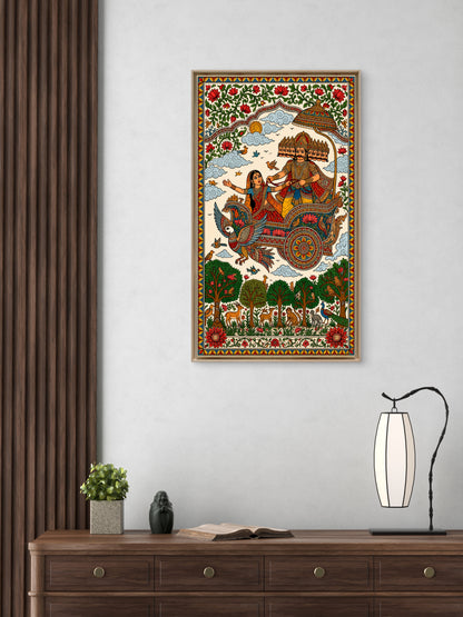Journey of the Ten-Headed King ravan-Luxurious-Gods and Divine Art 3D Textured Wall Art | UV Printed Embossed Canvas Wall Frame for Home Decor,living Room