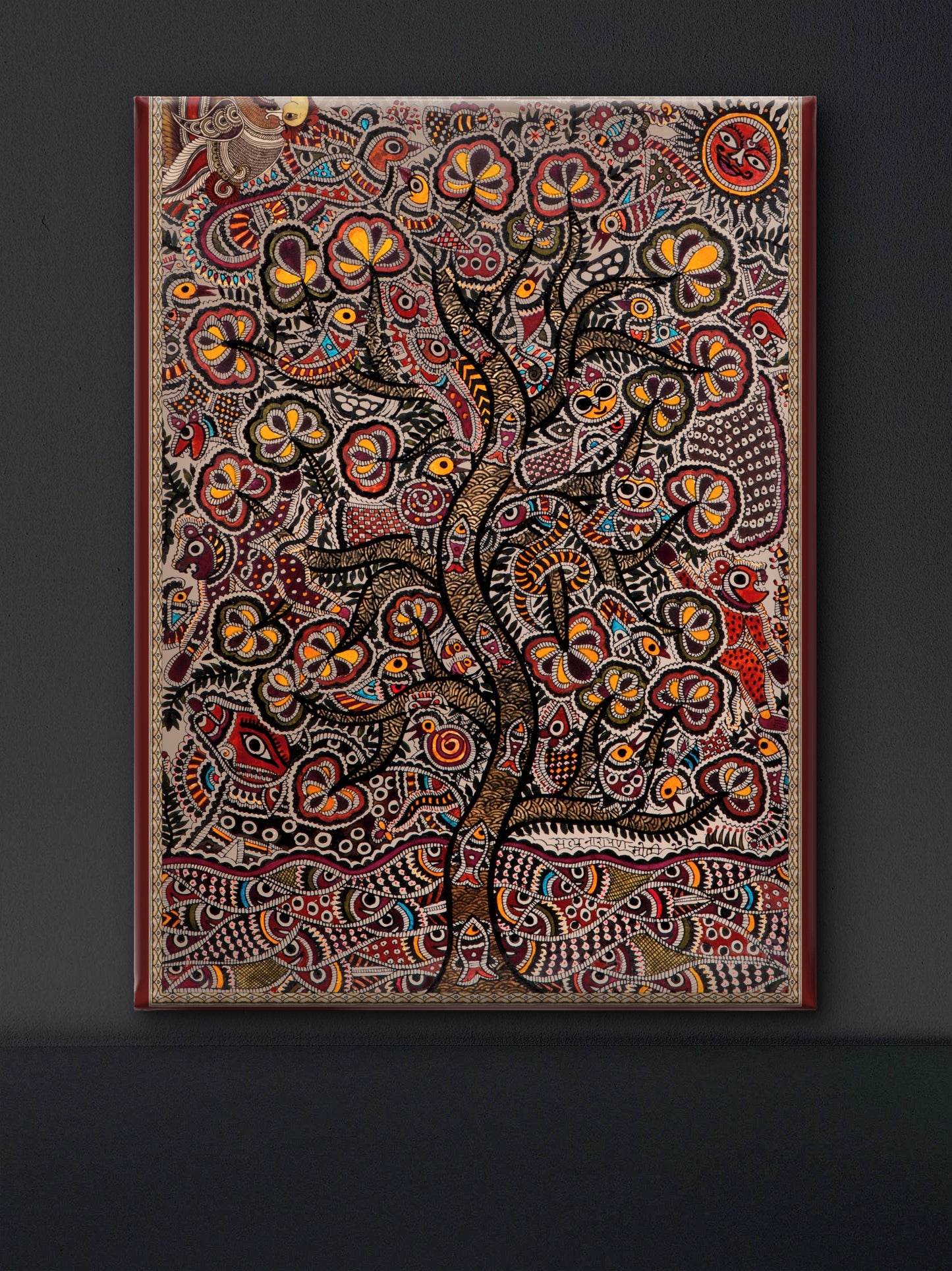 Digital textile kalamkari Allover pattern design-Luxurious-Indian Culture &  Folk Art 3D Textured Wall Art | UV Printed Embossed Canvas Wall Frame for Home Decor,living Room