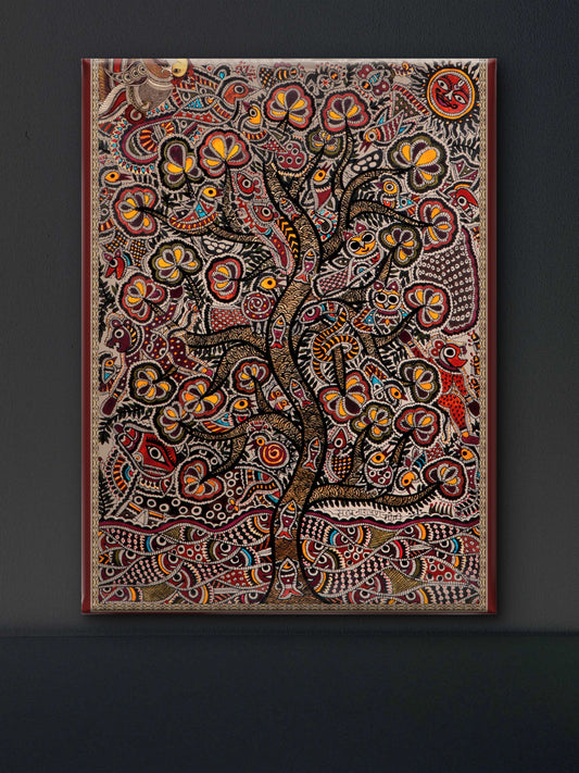 Digital textile kalamkari Allover pattern design-Luxurious-Indian Culture &  Folk Art 3D Textured Wall Art | UV Printed Embossed Canvas Wall Frame for Home Decor,living Room