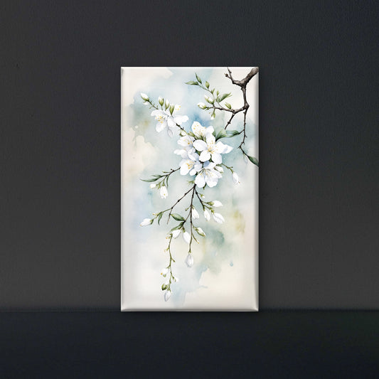 delicate_white_cherry_blossoms_illustration Luxurious-Floral & Botanical -3D Textured Wall Art | UV Embossed Canvas Wall Frame for Home decor