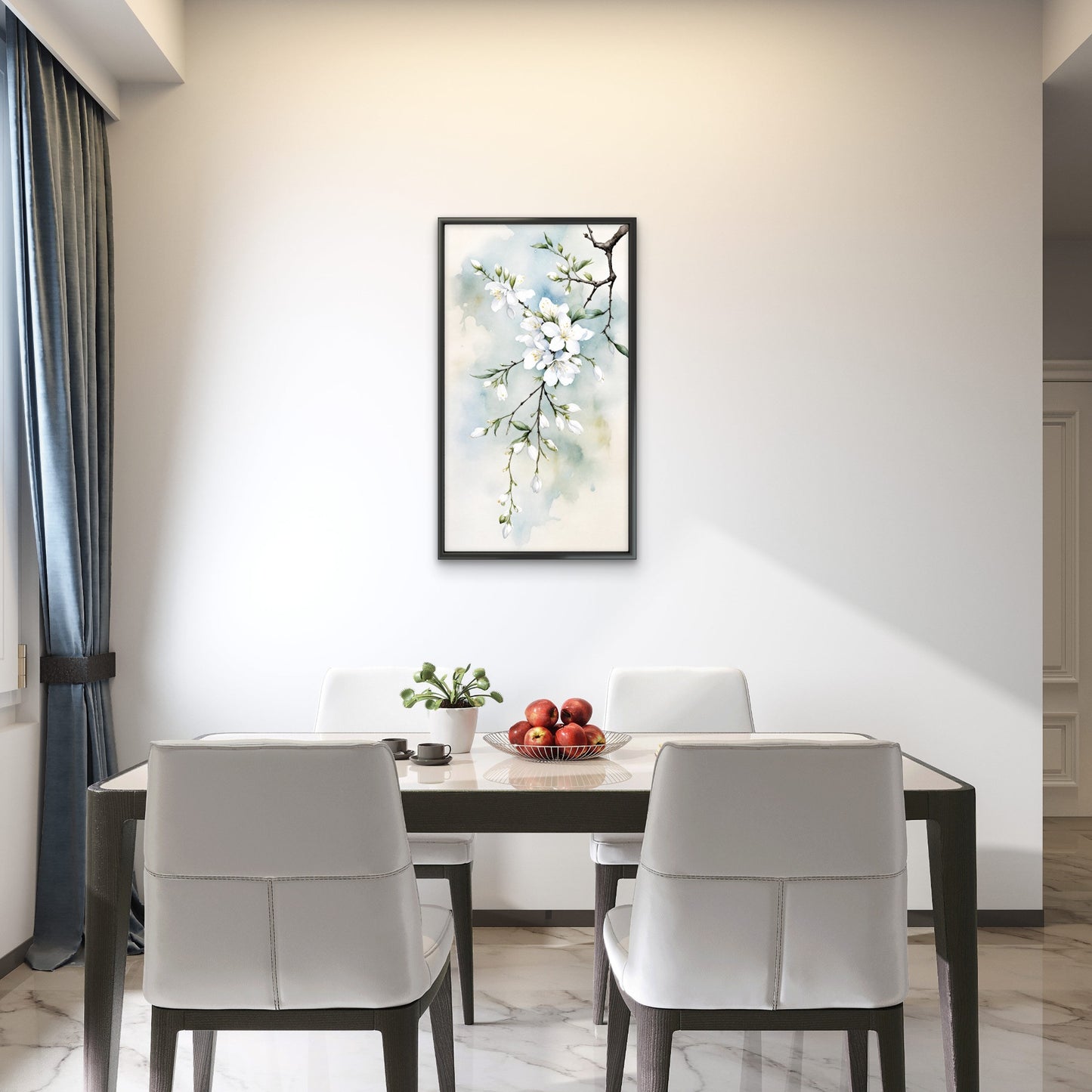 delicate_white_cherry_blossoms_illustration Luxurious-Floral & Botanical -3D Textured Wall Art | UV Embossed Canvas Wall Frame for Home decor