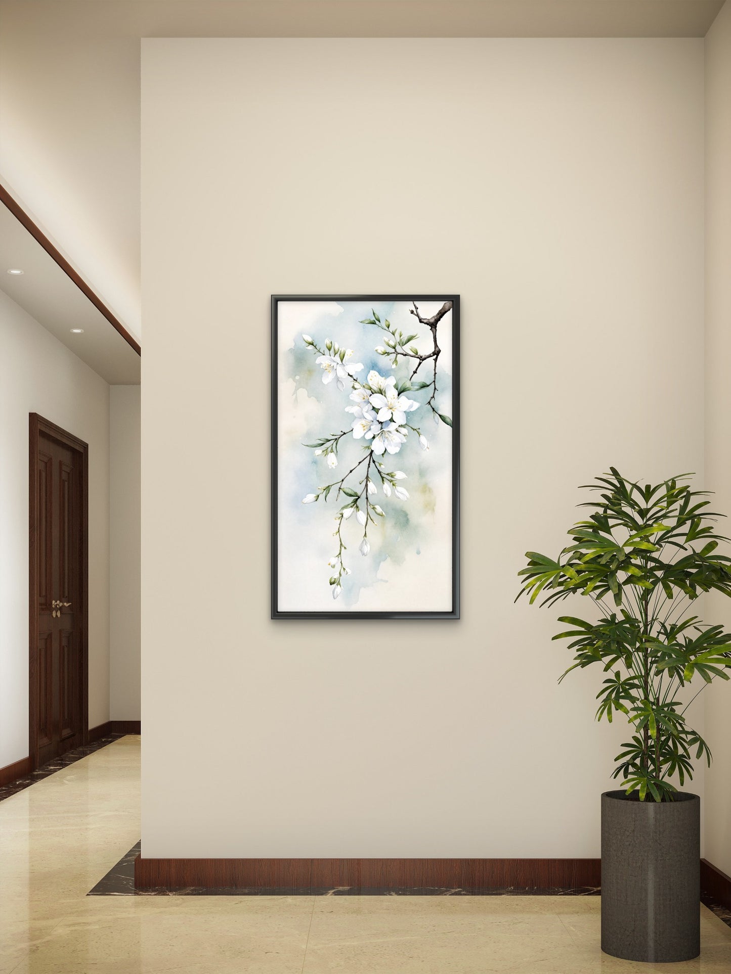 delicate_white_cherry_blossoms_illustration Luxurious-Floral & Botanical -3D Textured Wall Art | UV Embossed Canvas Wall Frame for Home decor
