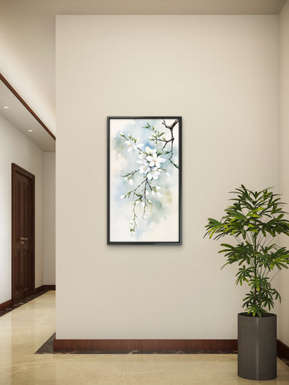 delicate_white_cherry_blossoms_illustration Luxurious-Floral & Botanical -3D Textured Wall Art | UV Embossed Canvas Wall Frame for Home decor