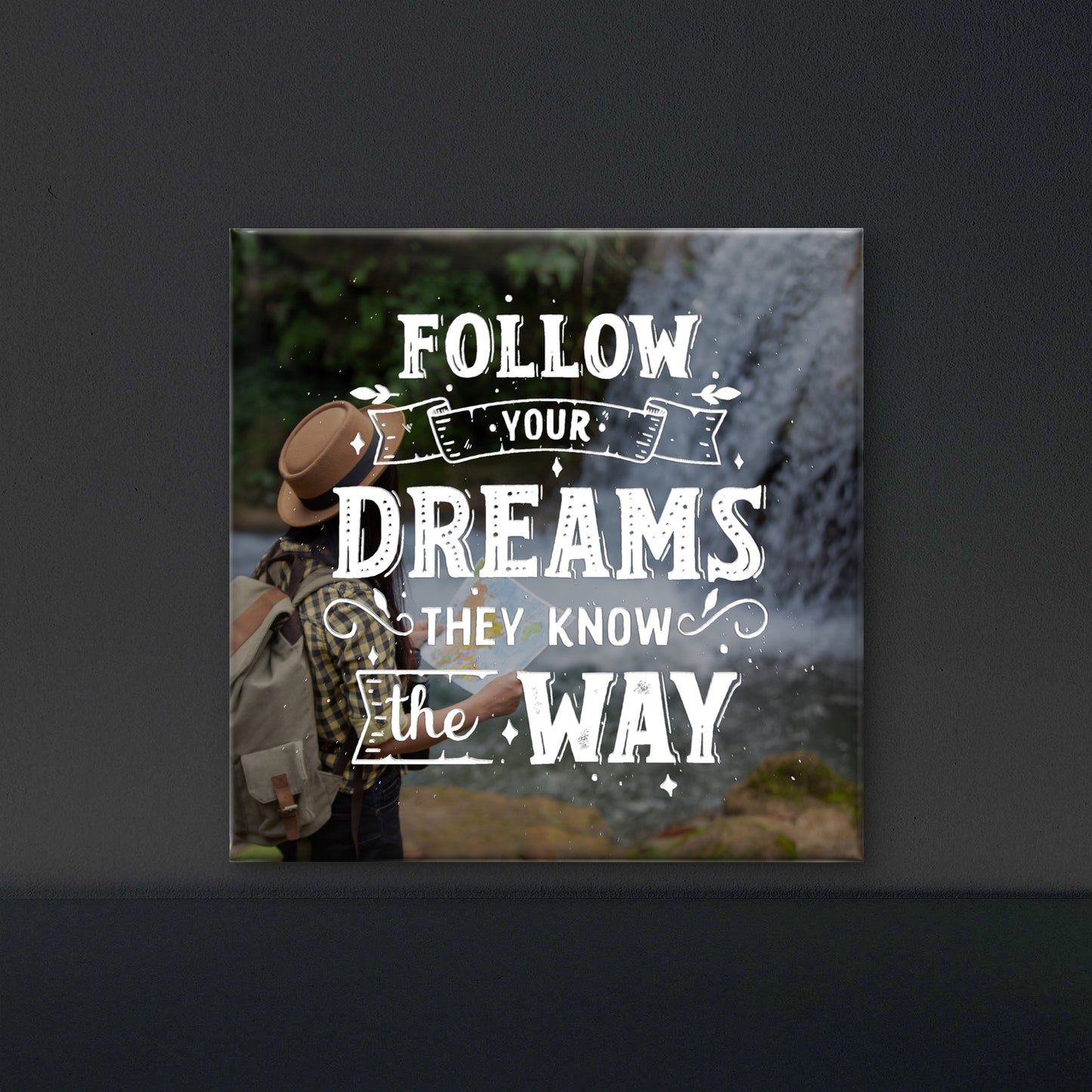 Dream Way-Luxurious-Motivational & Typography| 3D Textured Wall Art | UV Printed Embossed Canvas Wall Frame for Office,Meditation Space