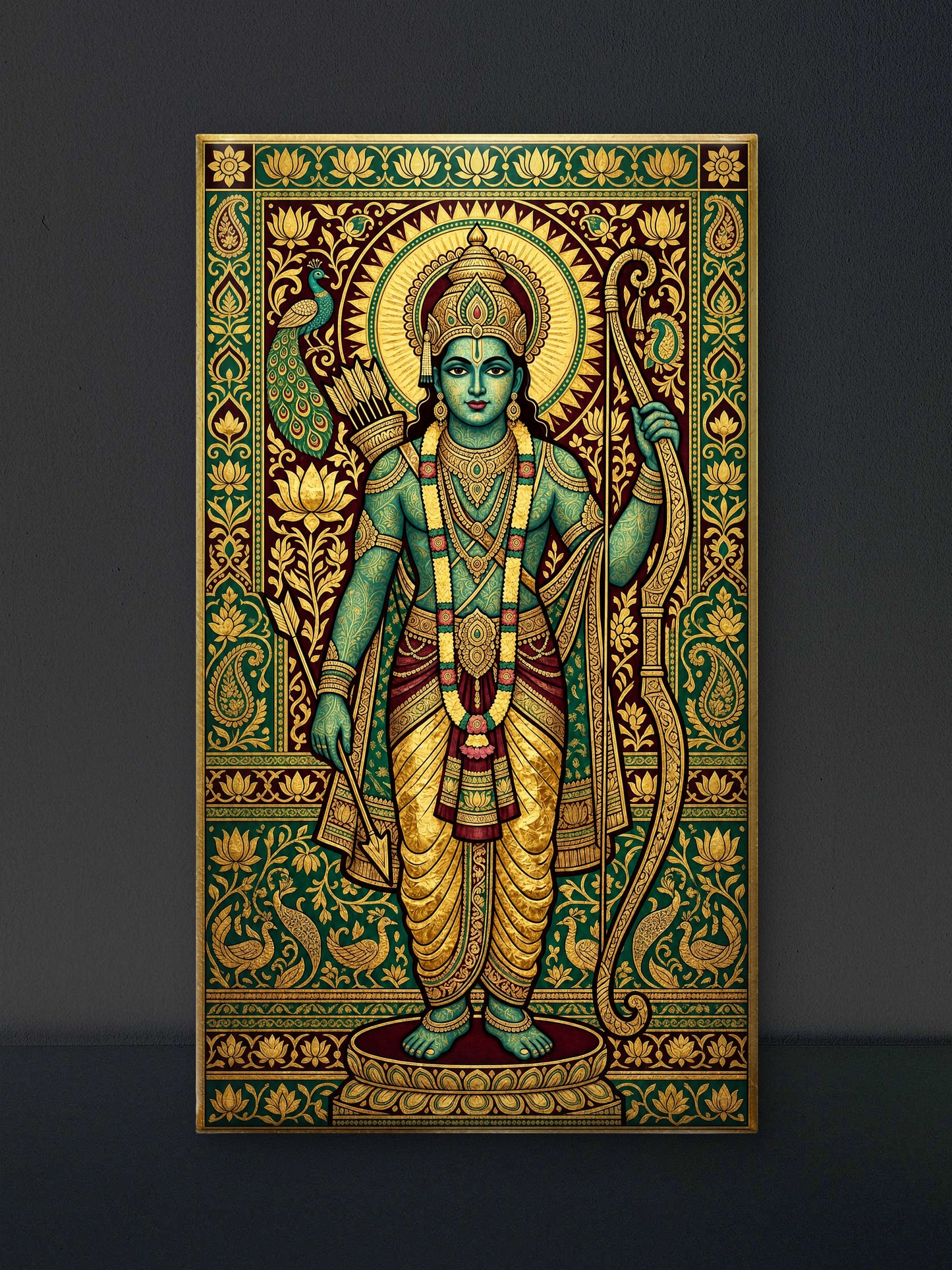 Lord Rama-Luxurious-Gods and Divine Art 3D Textured Wall Art | UV Printed Embossed Canvas Wall Frame for Home Decor,living Room