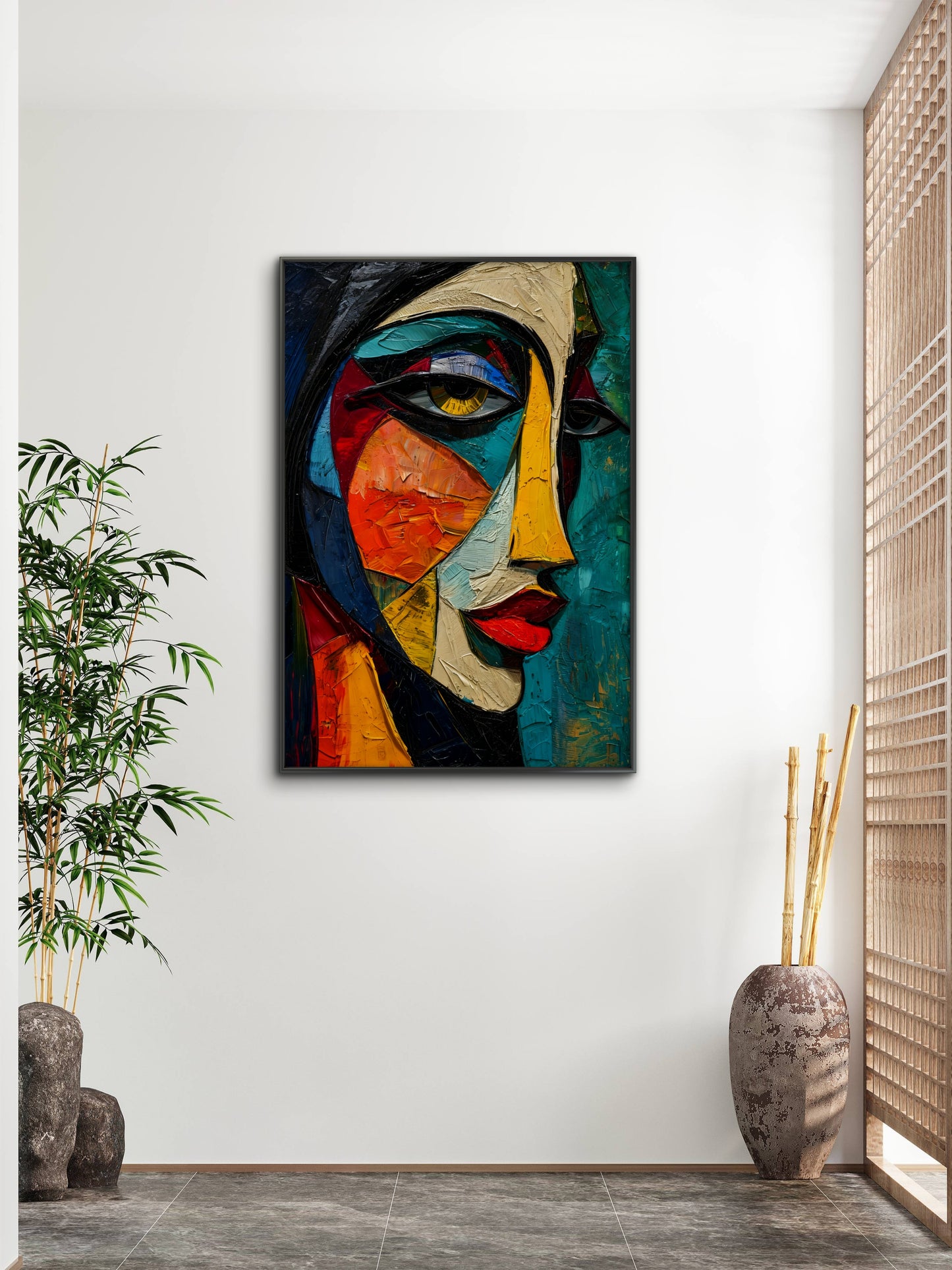 Picasso Style Art-Luxurious-Modern Art & Abstract| 3D Textured Wall Art | UV Printed Embossed Canvas Wall Frame for Office,Meditation Space