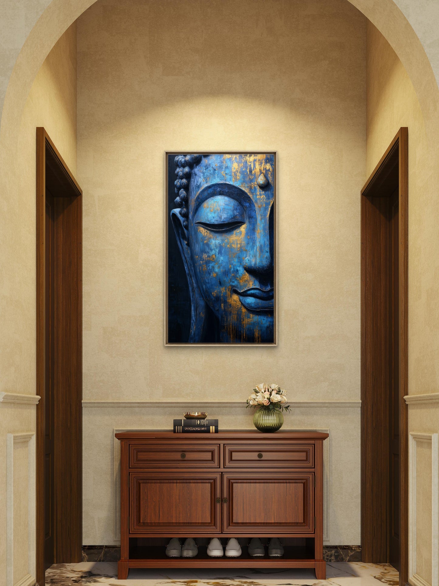 Lord Buddha -Luxurious-Gods and Divine Art 3D Textured Wall Art | UV Printed Embossed Canvas Wall Frame for Home Decor,living Room