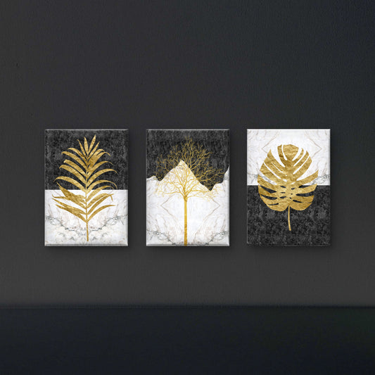 Set of 3 modern-luxury-3D Textured Wall Art | UV Embossed Canvas Wall Frame for Home decor