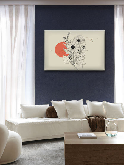 drawing-sunflower-with-birds-background-luxury-Floral & Botanical-3D Textured Wall Art | UV Embossed Canvas Wall Frame for Living room and bed room