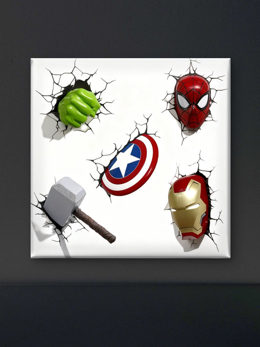 Divine Design Avengers Weapons-Premium-Kids & Whimsical-3D Textured Wall Art | UV Embossed Canvas Wall Frame for Kids room