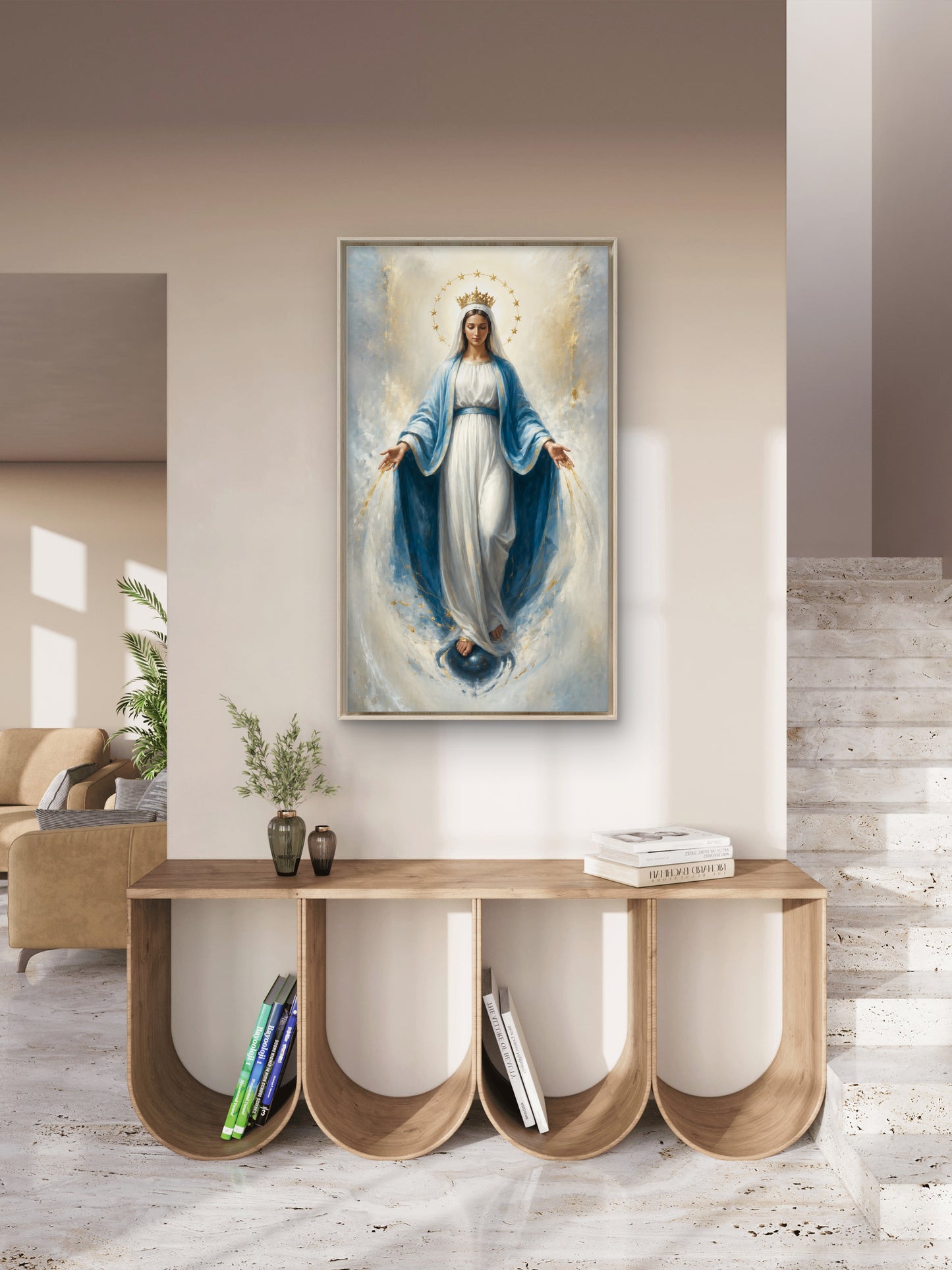 Lady of Grace -Luxurious-Gods and Divine Art 3D Textured Wall Art | UV Printed Embossed Canvas Wall Frame for Home Decor,living Room