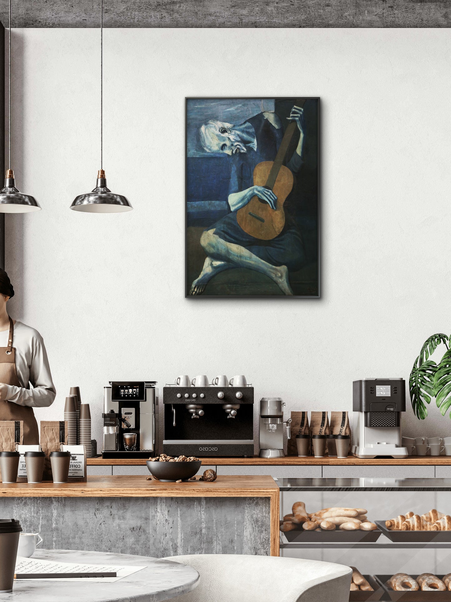 Old_guitarist_chicago-Luxurious-Modern Art & Abstract| 3D Textured Wall Art | UV Printed Embossed Canvas Wall Frame for Office,Meditation Space
