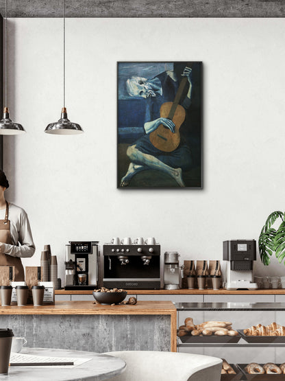 Old_guitarist_chicago-Luxurious-Modern Art & Abstract| 3D Textured Wall Art | UV Printed Embossed Canvas Wall Frame for Office,Meditation Space
