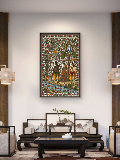 ram sita laxman-Luxurious-Gods and Divine Art 3D Textured Wall Art | UV Printed Embossed Canvas Wall Frame for Home Decor,living Room