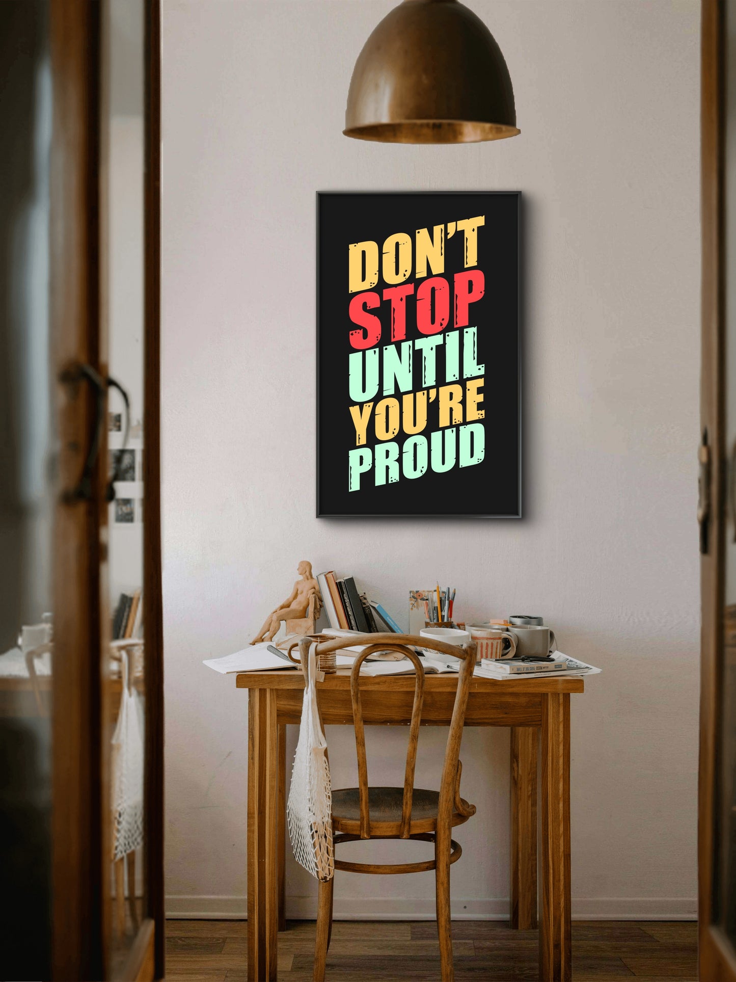 don't-stop-until-you're-proud-Luxurious-Motivational & Typography| 3D Textured Wall Art | UV Printed Embossed Canvas Wall Frame for Office,Meditation Space