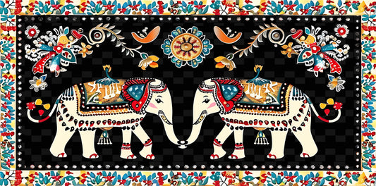 elephant-with-floral-Luxurious-Indian Culture &  Folk Art 3D Textured Wall Art | UV Printed Embossed Canvas Wall Frame for Home Decor,living Room