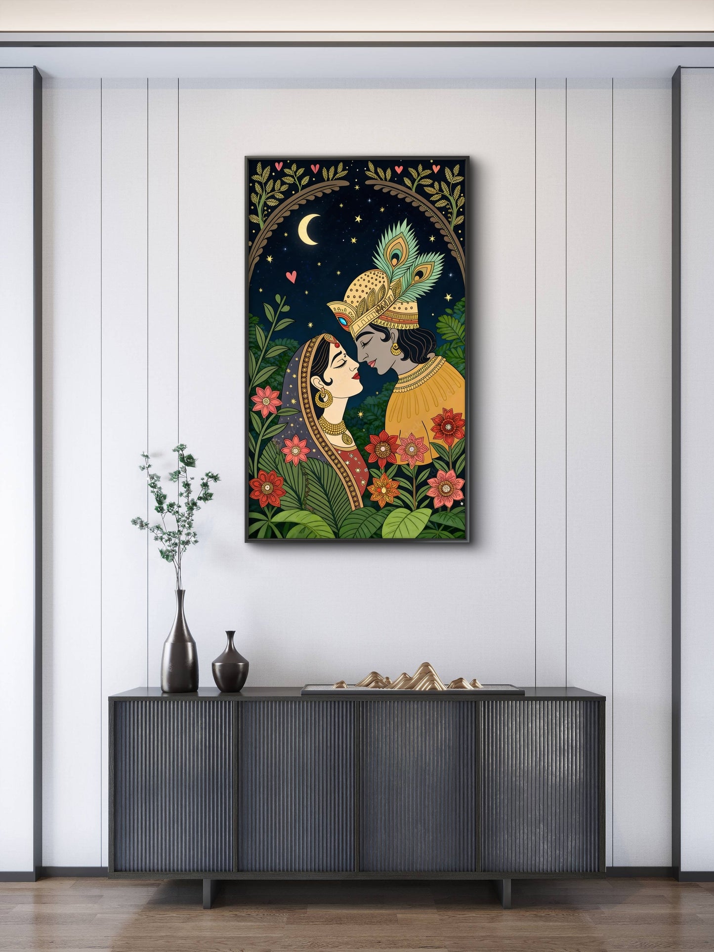 radha-and-krishna-Luxurious-Indian Culture &  Folk Art 3D Textured Wall Art | UV Printed Embossed Canvas Wall Frame for Home Decor,living Room