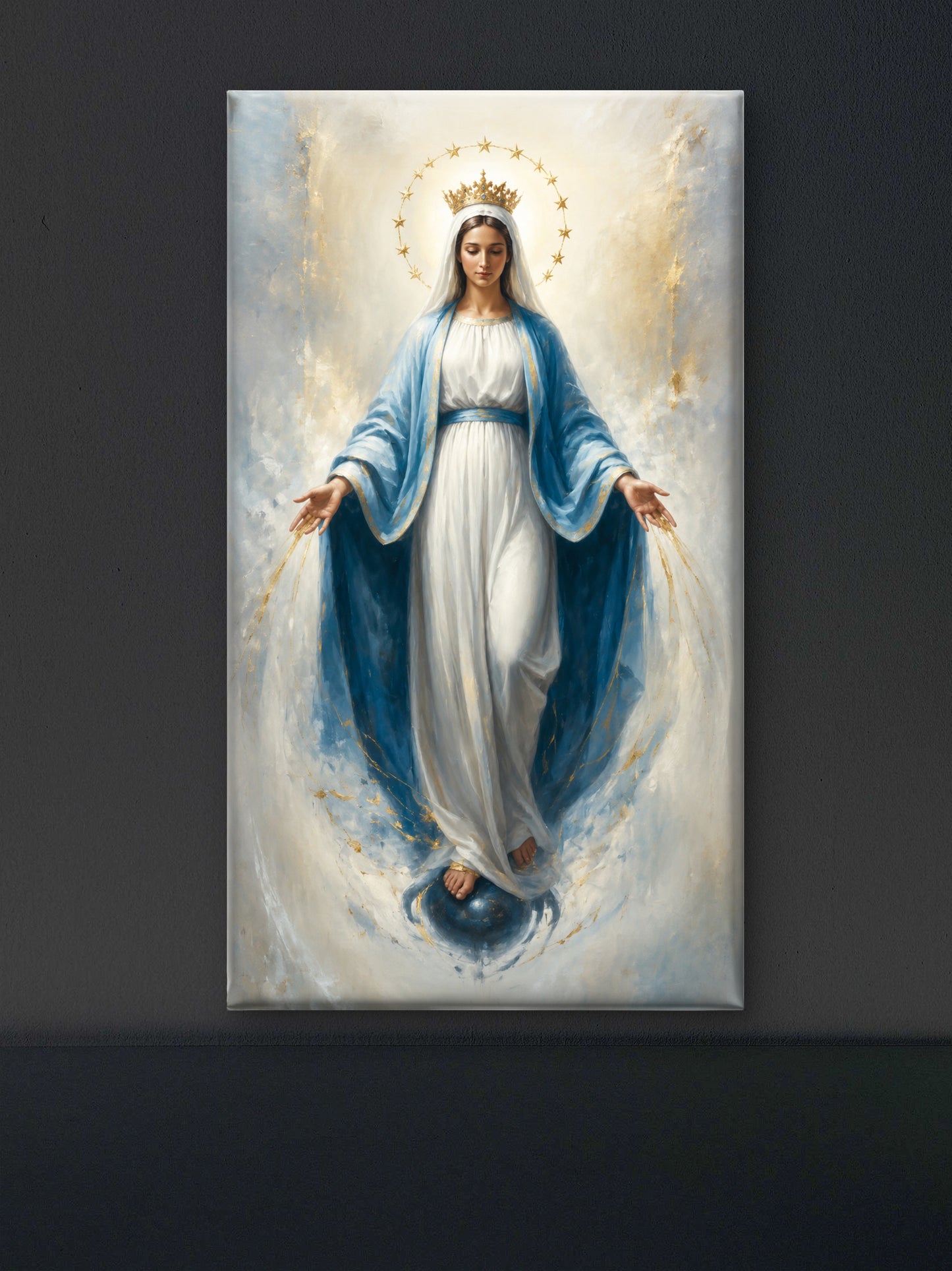 Lady of Grace -Luxurious-Gods and Divine Art 3D Textured Wall Art | UV Printed Embossed Canvas Wall Frame for Home Decor,living Room