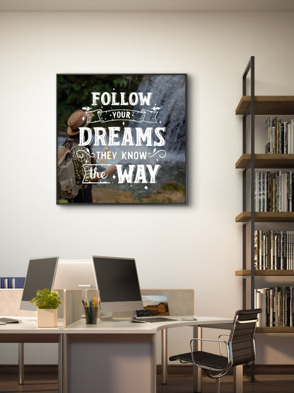 Dream Way-Luxurious-Motivational & Typography| 3D Textured Wall Art | UV Printed Embossed Canvas Wall Frame for Office,Meditation Space