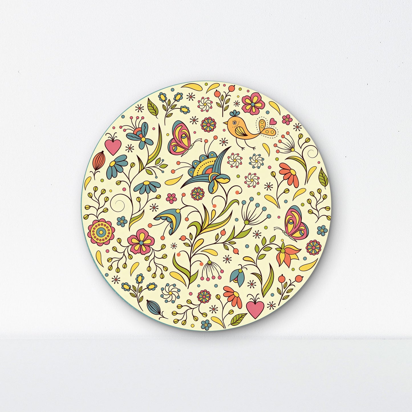 Floral Circle -Luxurious | 3D Textured Wall Art | UV Printed Embossed Canvas Wall Frame for living room