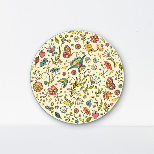 Floral Circle -Luxurious | 3D Textured Wall Art | UV Printed Embossed Canvas Wall Frame for living room