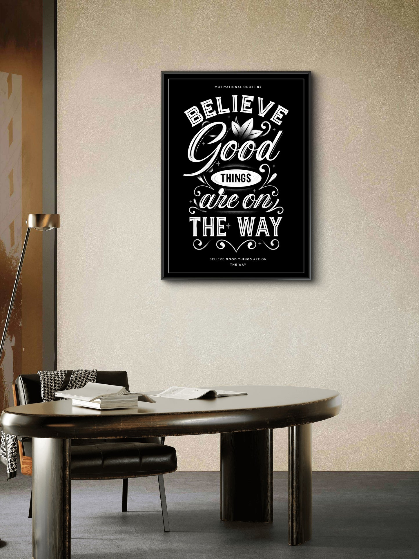 Believe Good Things Are on the way-Luxurious-Motivational & Typography| 3D Textured Wall Art | UV Printed Embossed Canvas Wall Frame for Office,Meditation Space