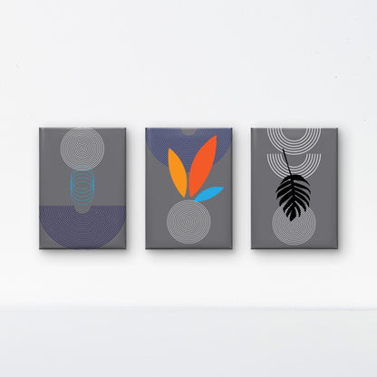3 Art Organic Geometry-3D Textured Wall Art | UV Embossed Canvas Wall Frame for Home decor