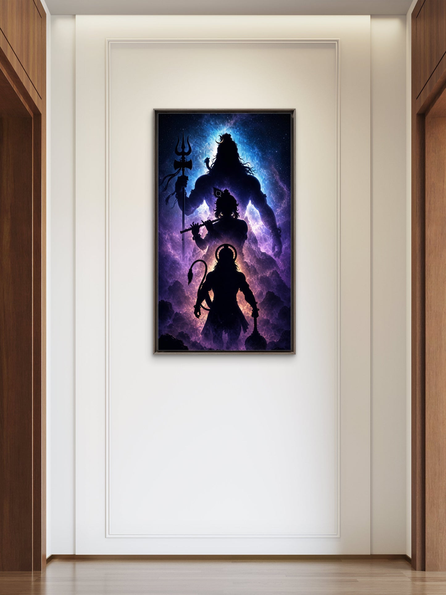 Lord Shiva, Lord Krishna & Lord Hanuman -Luxurious-Gods and Divine Art 3D Textured Wall Art | UV Printed Embossed Canvas Wall Frame for Home Decor,living Room