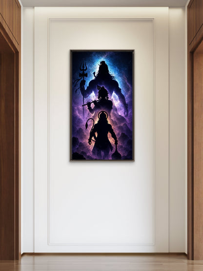 Lord Shiva, Lord Krishna & Lord Hanuman -Luxurious-Gods and Divine Art 3D Textured Wall Art | UV Printed Embossed Canvas Wall Frame for Home Decor,living Room