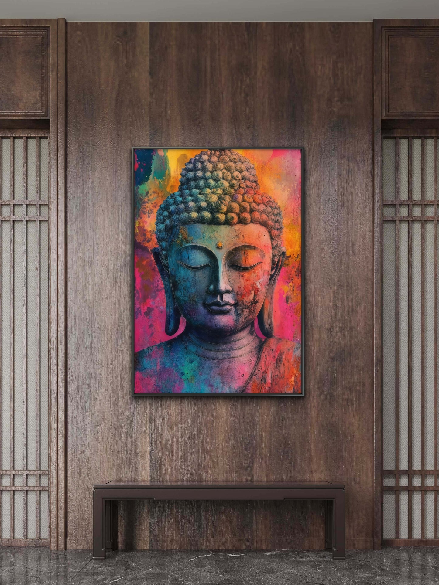 Meditating Buddha Modern Spiritul-Luxurious-Serenity & Wellness-3D Textured Wall Art | UV Embossed Canvas Wall Frame for Meditation Space