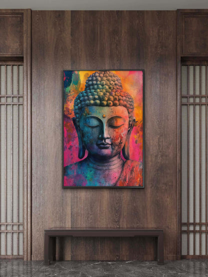 Meditating Buddha Modern Spiritul-Luxurious-Serenity & Wellness-3D Textured Wall Art | UV Embossed Canvas Wall Frame for Meditation Space