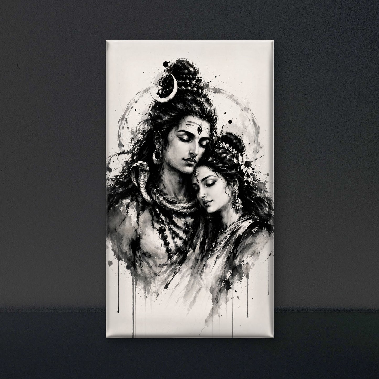 Shiv Shakti: Eternal Union-Luxurious-Gods and Divine Art 3D Textured Wall Art | UV Printed Embossed Canvas Wall Frame for Home Decor,living Room