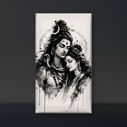 Shiv Shakti: Eternal Union-Luxurious-Gods and Divine Art 3D Textured Wall Art | UV Printed Embossed Canvas Wall Frame for Home Decor,living Room