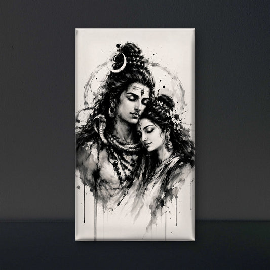 Shiv Shakti: Eternal Union-Luxurious-Gods and Divine Art 3D Textured Wall Art | UV Printed Embossed Canvas Wall Frame for Home Decor,living Room