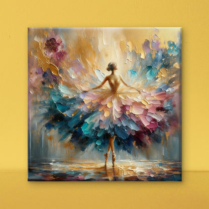 Impasto Ballerina Girl-Luxurious-Lifestyle & Hobbies-3D Textured Wall Art | UV Embossed Canvas Wall Frame for Home decor and living room