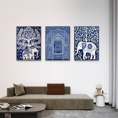 Mughal/Rajasthani architectural and botanical motifs-luxury-3D Textured Wall Art | UV Embossed Canvas Wall Frame for Home decor