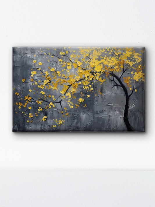 geometric-yellow-Flower-Luxury-Floral & Botanical-3D Textured Wall Art | UV Embossed Canvas Wall Frame for Living room and bed room