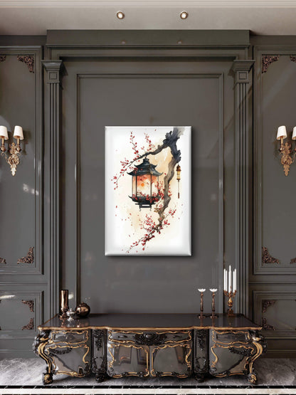 Watercolor Dreams under Cherry Blossoms-premium-Floral & Botanical-3D Textured Wall Art | UV Embossed Canvas Wall Frame for Living room and bed room