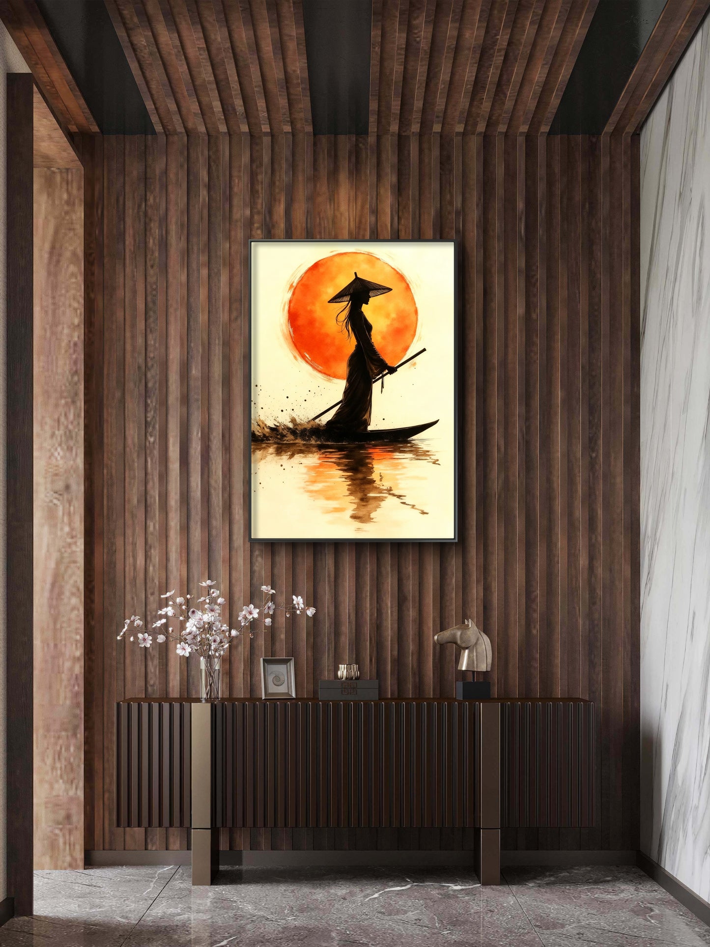 Serenity in the Rising Sun-Luxurious-Modern Art & Abstract| 3D Textured Wall Art | UV Printed Embossed Canvas Wall Frame for Office,Meditation Space
