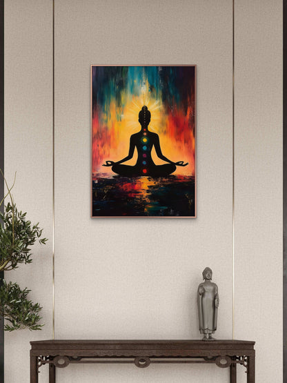 The Seven Chakras in Meditation-Luxurious-Serenity & Wellness-3D Textured Wall Art | UV Embossed Canvas Wall Frame for Meditation Space