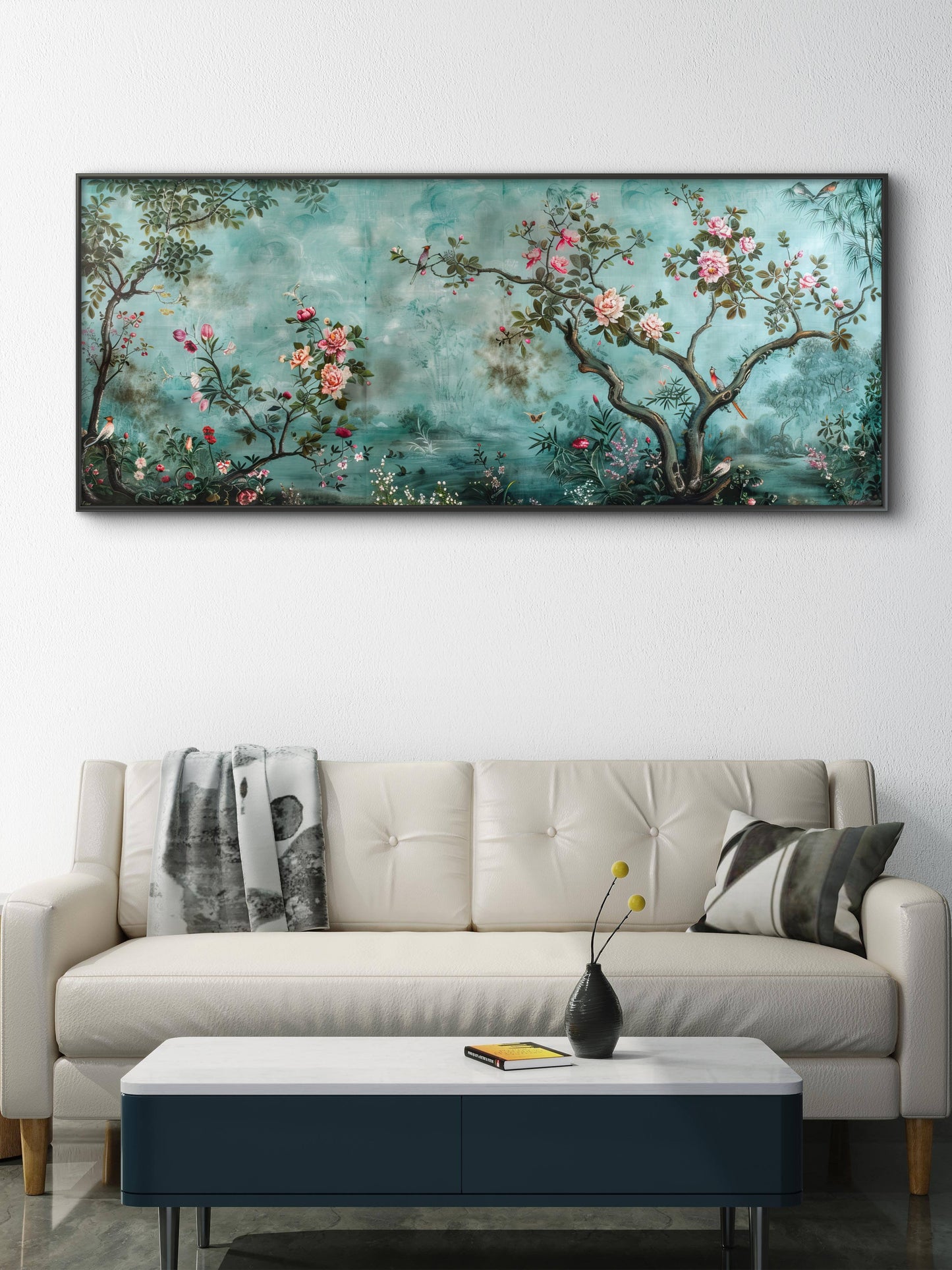 Tropical-Flower-foliage-decorate-with-wall-mural-Premium-Floral & Botanical-3D Textured Wall Art | UV Embossed Canvas Wall Frame for home decor and bed room