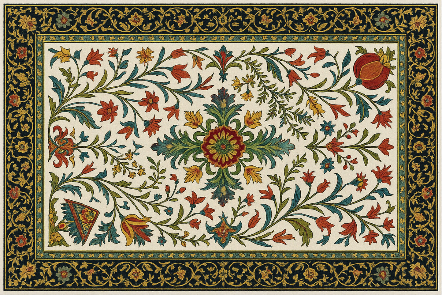 folk-art-inspired-persian-carpet-Luxurious-Indian Culture &  Folk Art 3D Textured Wall Art | UV Printed Embossed Canvas Wall Frame for Home Decor,living Room