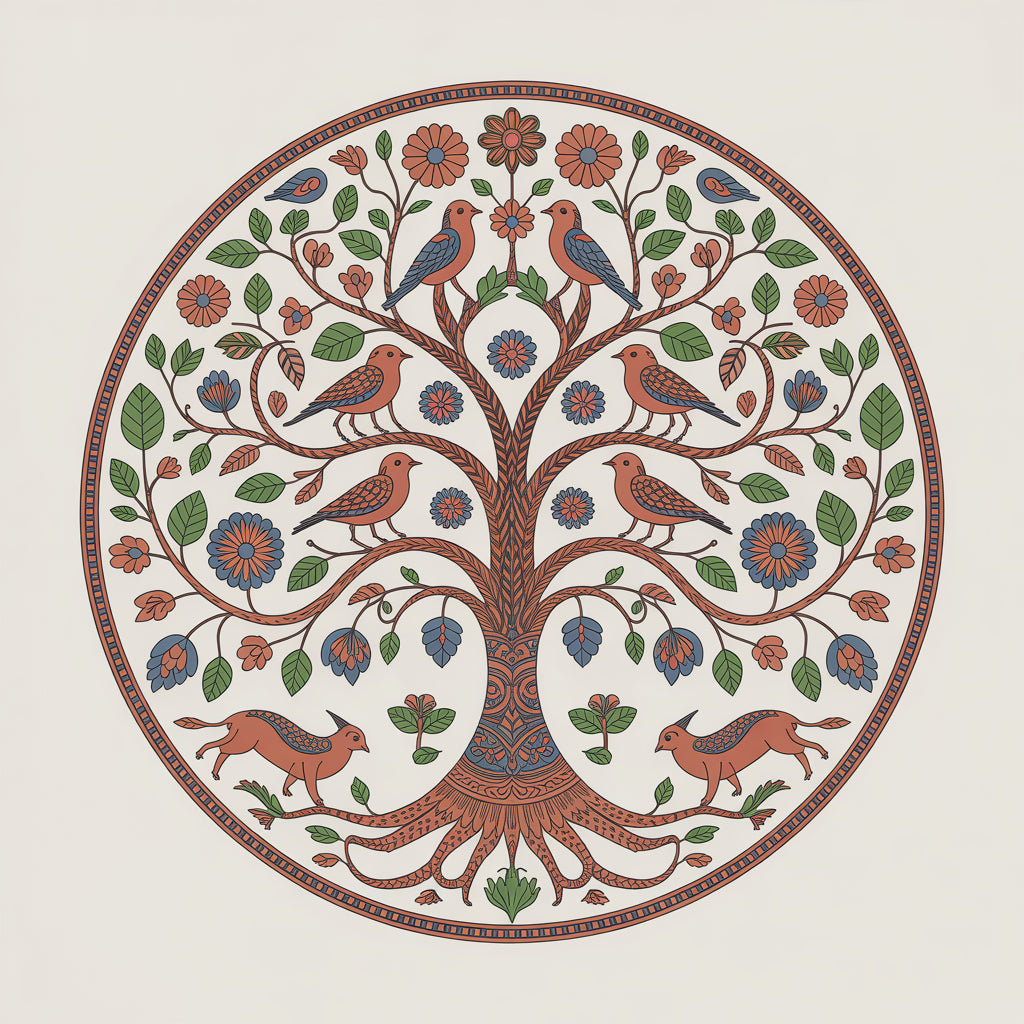 Harmony in the Branches-Luxurious | 3D Textured Wall Art | UV Printed Embossed Canvas Wall Frame for living room