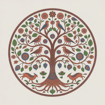 Harmony in the Branches-Luxurious | 3D Textured Wall Art | UV Printed Embossed Canvas Wall Frame for living room