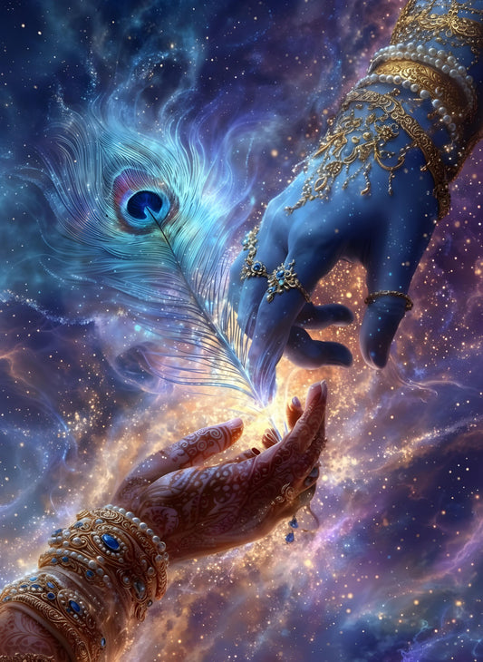 A Cosmic Union of Souls-Luxurious-Spiritual & Mindful 3D Textured Wall Art | UV Printed Embossed Canvas Wall Frame for Prayer room ,Meditation Space