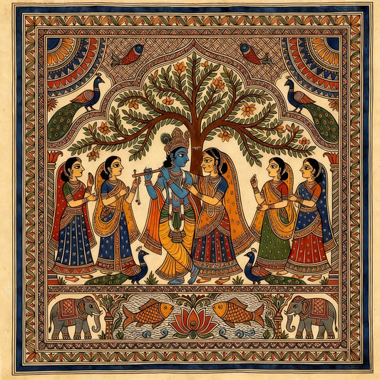 shri krishn art-Luxurious-Indian Culture &  Folk Art 3D Textured Wall Art | UV Printed Embossed Canvas Wall Frame for Home Decor,living Room