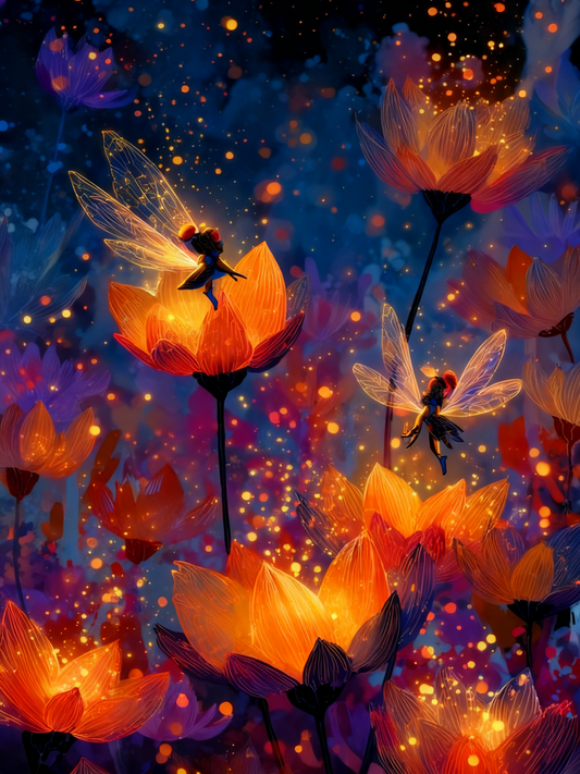 lighting flowers-Luxury-Kids & Whimsical-3D Textured Wall Art | UV Embossed Canvas Wall Frame for Kids room